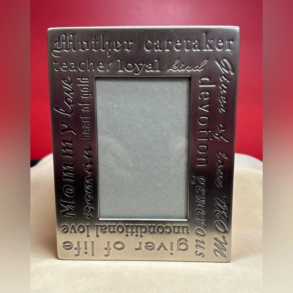 Mother’s Wooden Jewelry Box with Metal Photo Frame Lid